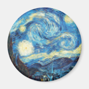 Pixelated Starry Night by Van Gogh Magnet