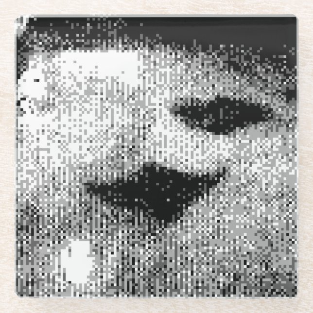 pixelated stingrays glass coaster (Front)