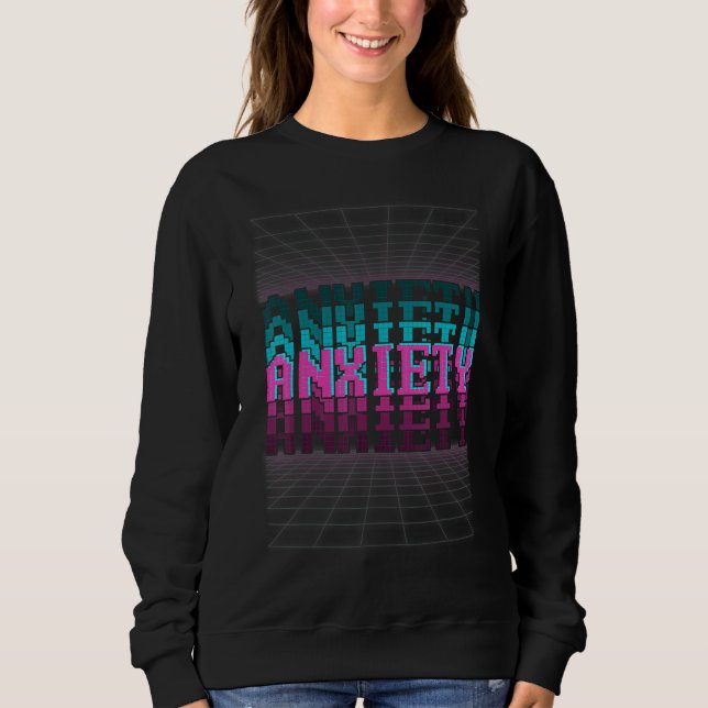 Pixelated Warp Anxiety Glitch Retro Vaporwave Sweatshirt (Front)