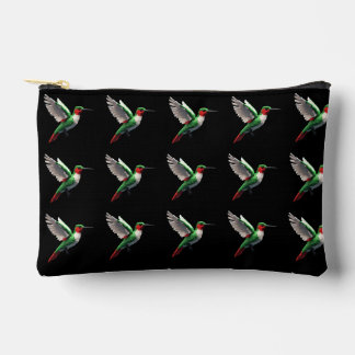 Pixeled Green Hummingbird Accessory Pouch