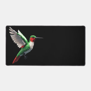 Pixeled Green Hummingbird Desk Mat