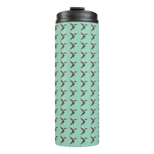 Pixeled Green Hummingbird  Thermal Tumbler (Front)