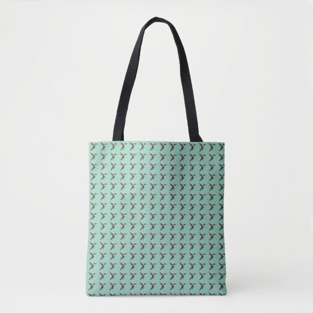 Pixeled Green Hummingbird  Tote Bag (Front)