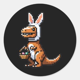Pixeled Juric Egg Hunt Surprise Dino Easter Rabbit Classic Round Sticker