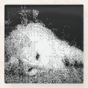 pixeled kitty glass coaster