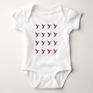 Pixeled Pink Hummingbird Baby Bodysuit
