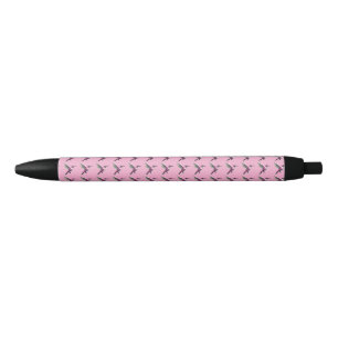 Pixeled Pink Hummingbird Black Ink Pen