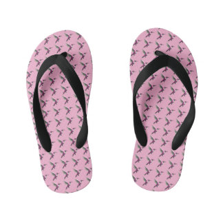 Pixeled Pink Hummingbird Kid's Thongs