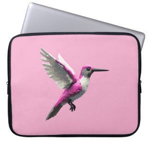 Pixeled Pink Hummingbird- Laptop Sleeve