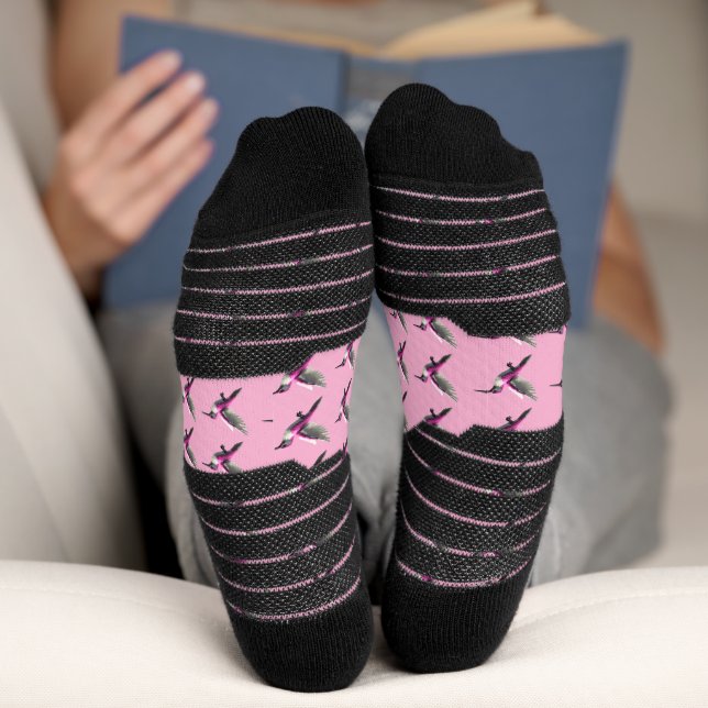 Pixeled Pink Hummingbird Socks (Bottom)