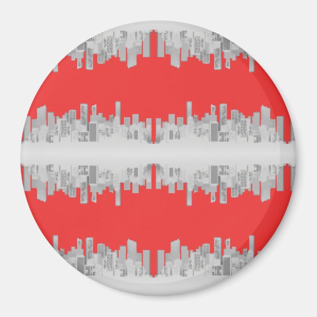 Pixeled town reflection magnet (Front)