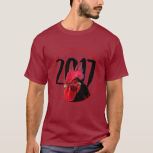 Pixelised Rooster Chinese New Year 2017 red Tee