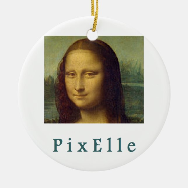 Pixelle femme ceramic tree decoration (Front)