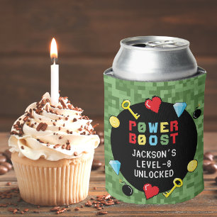 Pixels Arcade Game Level Up Kids Birthday Can Cooler