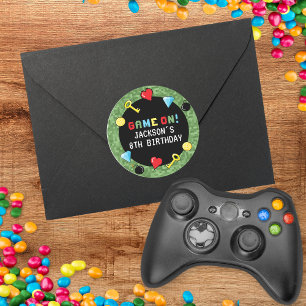 Pixels Arcade Game Level Up Kids Birthday Classic Round Sticker