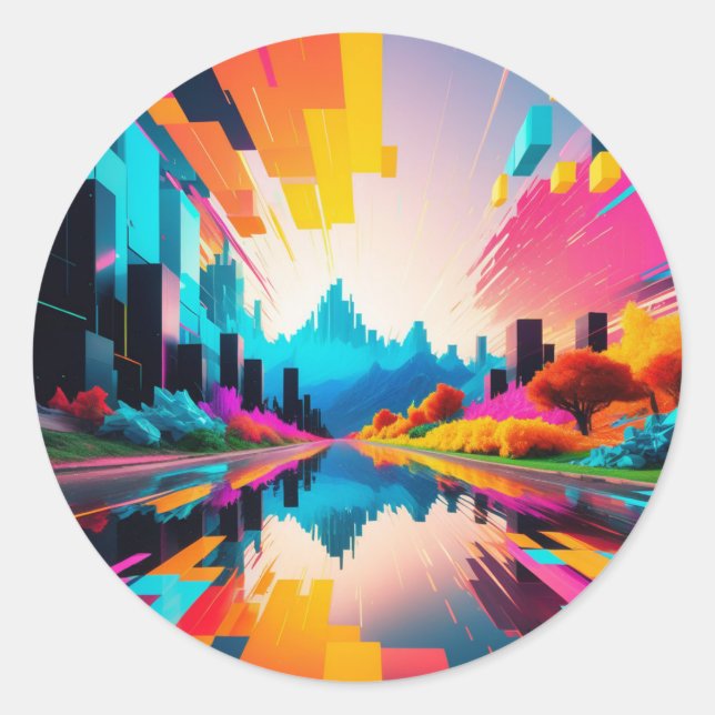 Pixels Mania Classic Round Sticker (Front)