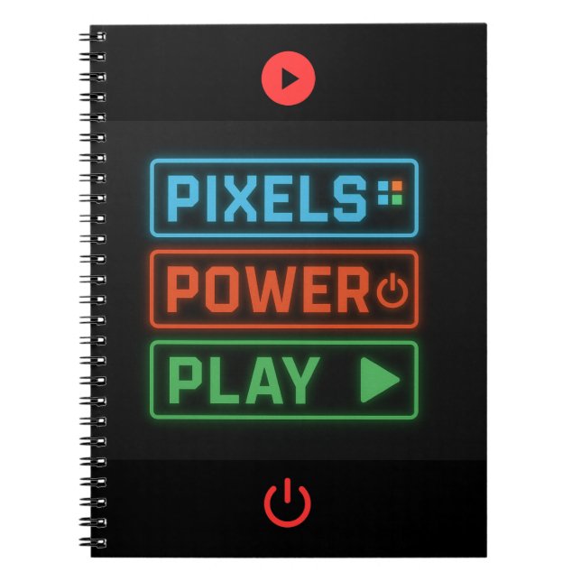 Pixels Power Play Gamer Notebook – Level Up! (Front)