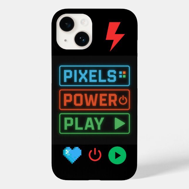 Pixels Power Play iPhone Case – Retro Gamer Phone  (Back)