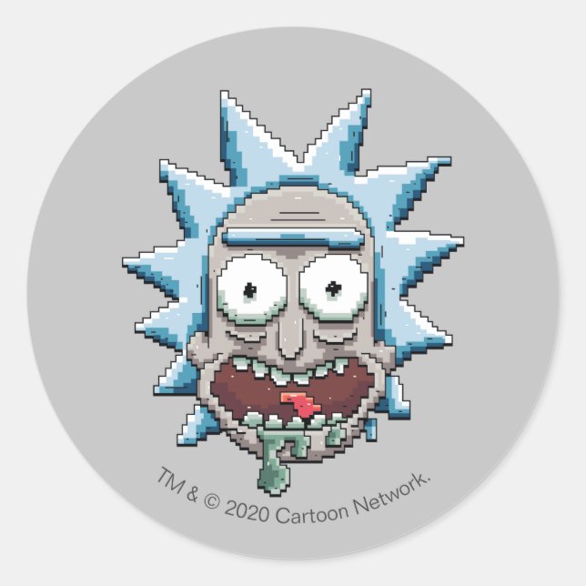 Pixelverse Rick Drooling Head Classic Round Sticker (Front)