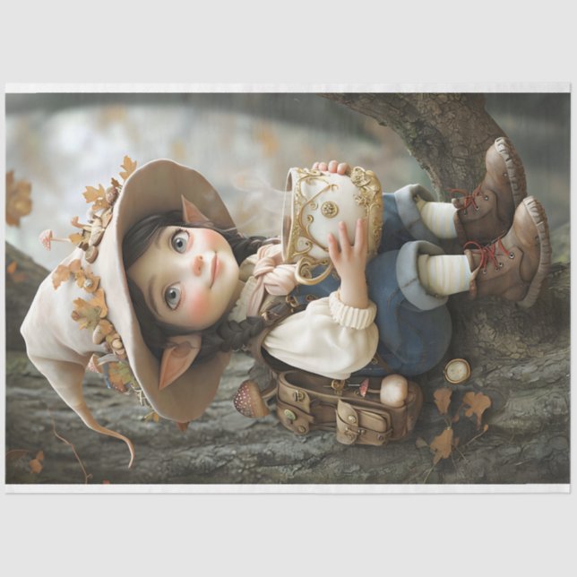 Pixie Beige Hat Mirror Facing Right Tissue Paper (Front)