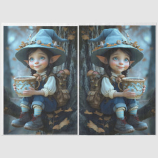 Pixie Blue Hat Mirror Image Tissue Paper