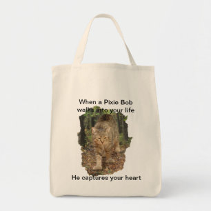 Pixie bob cat walking. tote bag