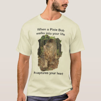 Pixie Bob cat walks into your life photo t-shirt. T-Shirt
