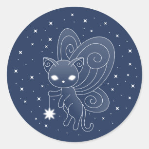 Pixie Cat - Fairy Wings Kitty Classic Round Sticker