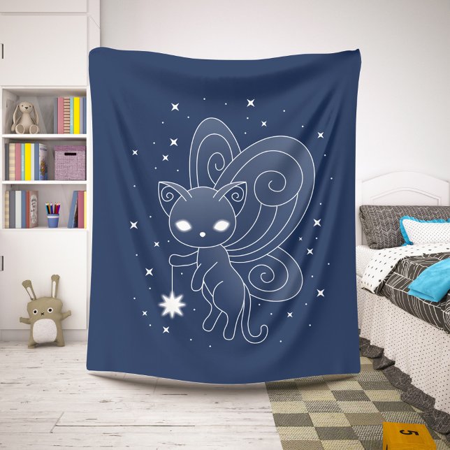Pixie Cat - Fairy Wings Kitty on Blue Sherpa Blanket (Creator Uploaded)