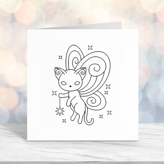 Pixie Cat - Fairy Wings Kitty Self-inking Stamp (Creator Uploaded)