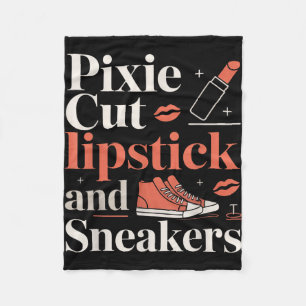 Pixie cut lipstick and sneakers short hair style fleece blanket