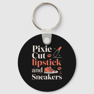 Pixie cut lipstick and sneakers short hair style key ring