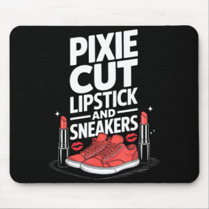 Pixie cut lipstick and sneakers short hair style  mouse pad