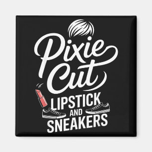 Pixie cut lipstick and sneakers short hair style P Magnet