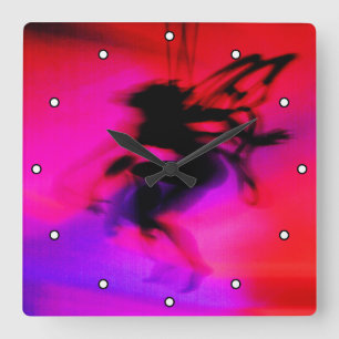 Pixie Dancing in Pink with Dots Square Wall Clock