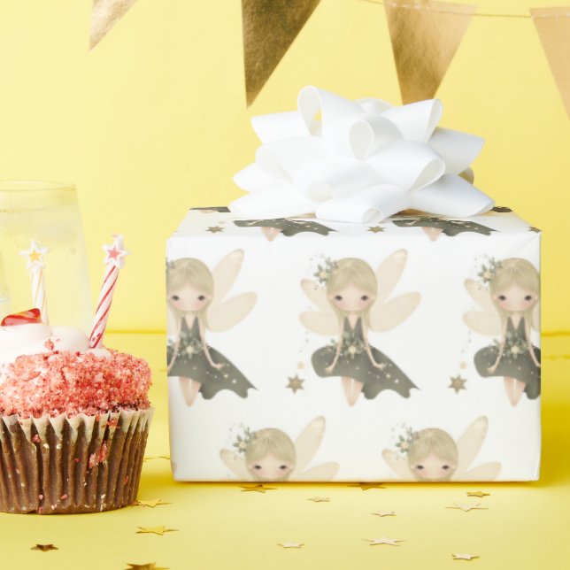 Pixie Fairy Girl With Stars Wrapping Paper (Birthday Party)