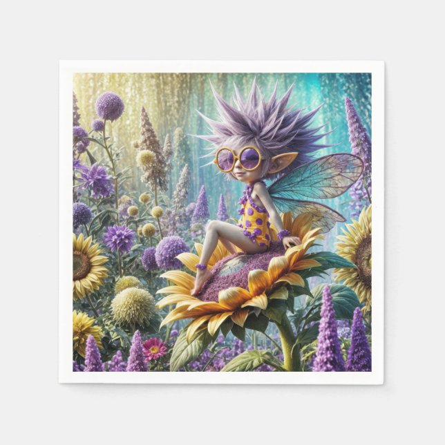 Pixie Fairy On a Sunflower Napkin (Front)