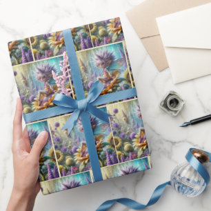 Pixie Fairy On a Sunflower Wrapping Paper