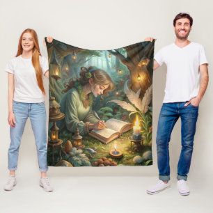 Pixie Girl Writing Fleece Blanket