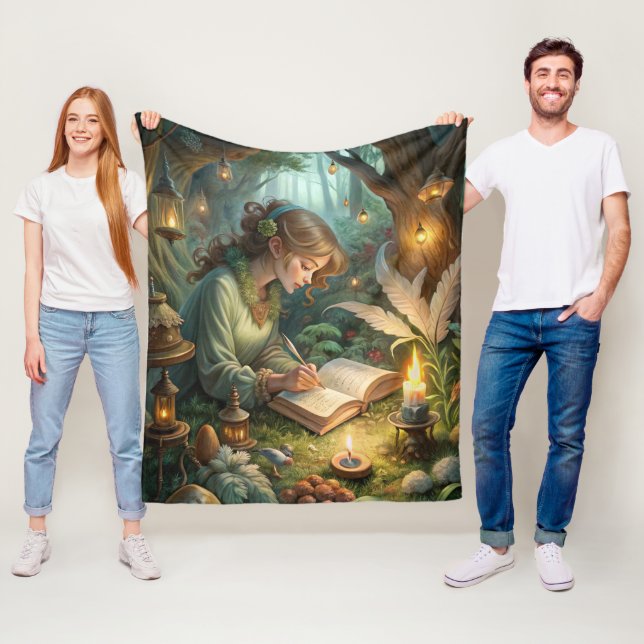 Pixie Girl Writing Fleece Blanket (In Situ)