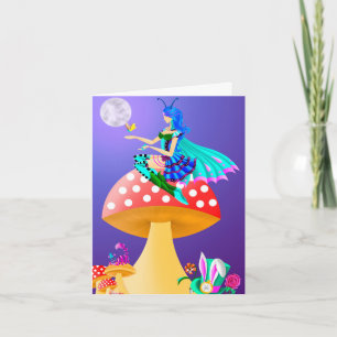 Pixie on Mushroom Greetings Card