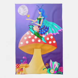 Pixie on Mushroom Tea Towel