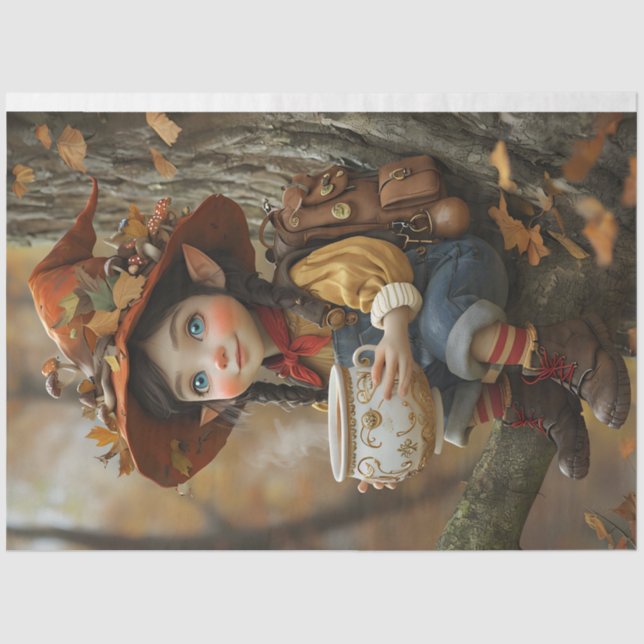 Pixie Orange Hat  Left FacingTissue Paper (Front)