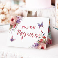 Pixie Puff Popcorn Birthday Buffet Label Card