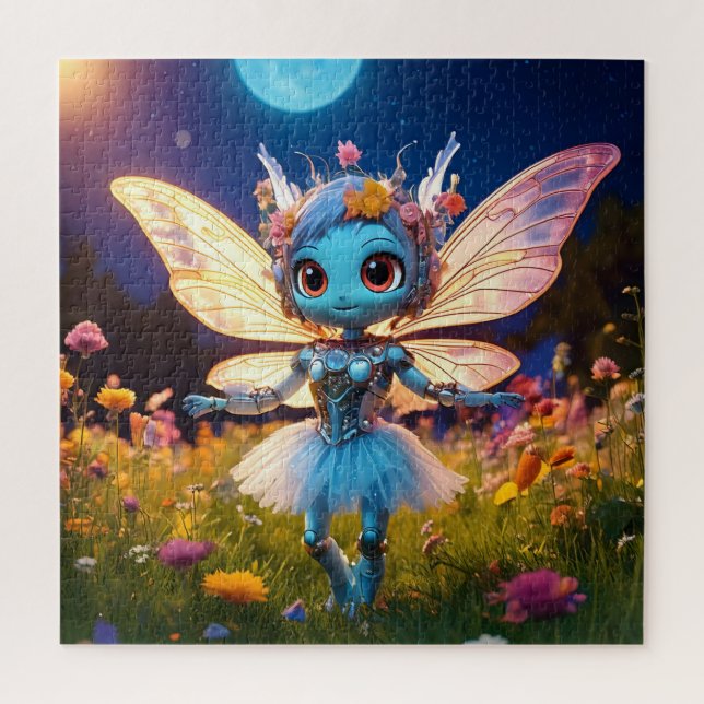 Pixie Robot Ballerina Dancing in the Wildflowers Jigsaw Puzzle (Vertical)