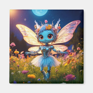 Pixie Robot Ballerina Dancing in the Wildflowers Magnet