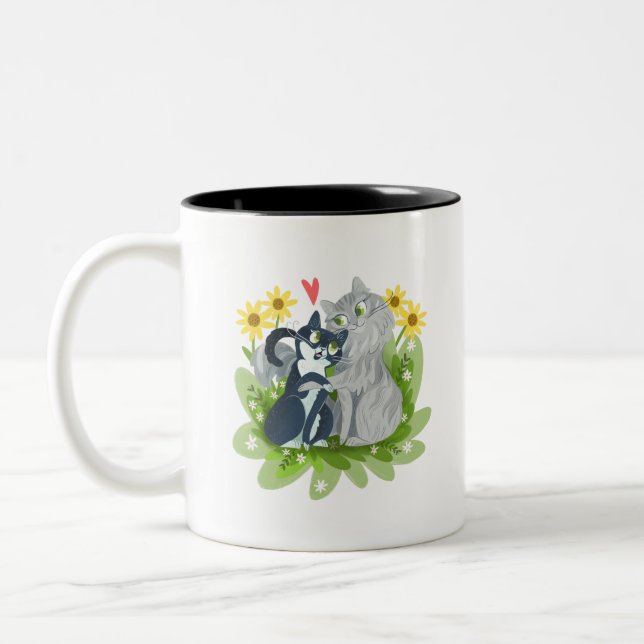 Pixie & Rockie Cartoon Two-Tone Coffee Mug (Left)