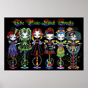 Pixie Stick Freaks Rainbow Sideshow Circus Fairies Poster