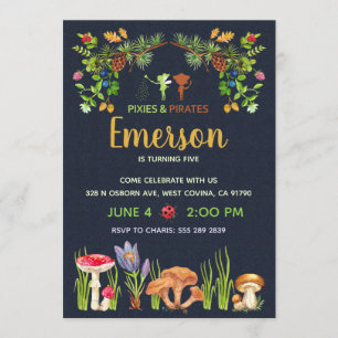 Pixies and Pirates Fairy Garden Birthday Party Invitation