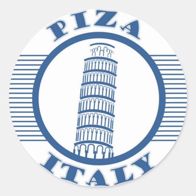 PIZA ITALY BLUE CLASSIC ROUND STICKER (Front)